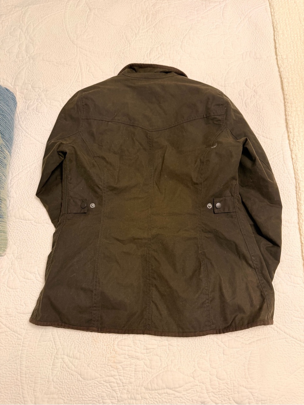 Barbour Olive Green Utility Wax Jacket with Brown Collar - Picture 4 of 5